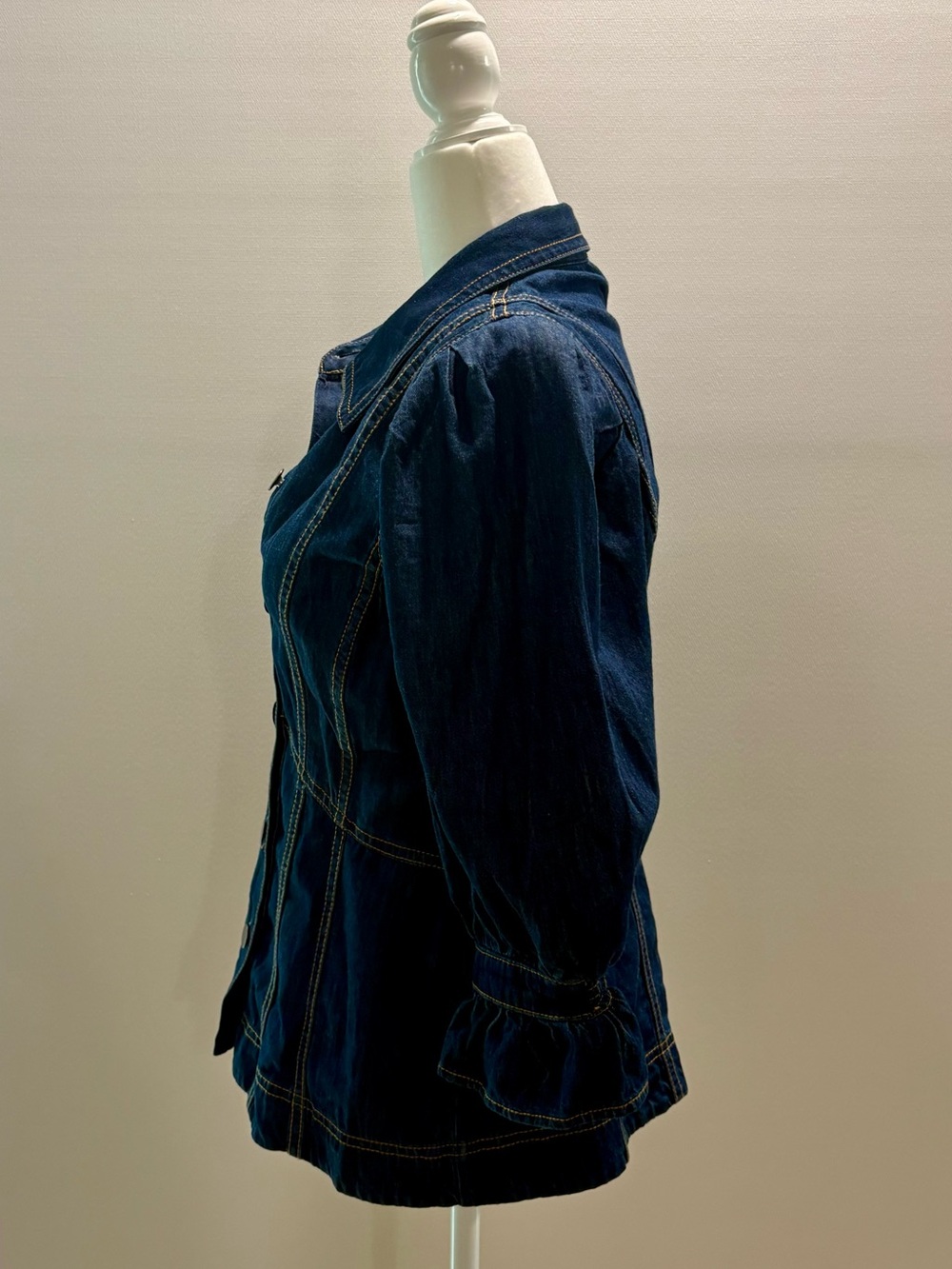 Anthropologie Puff Sleeve Denim Button-Down Shirt - Picture 5 of 6